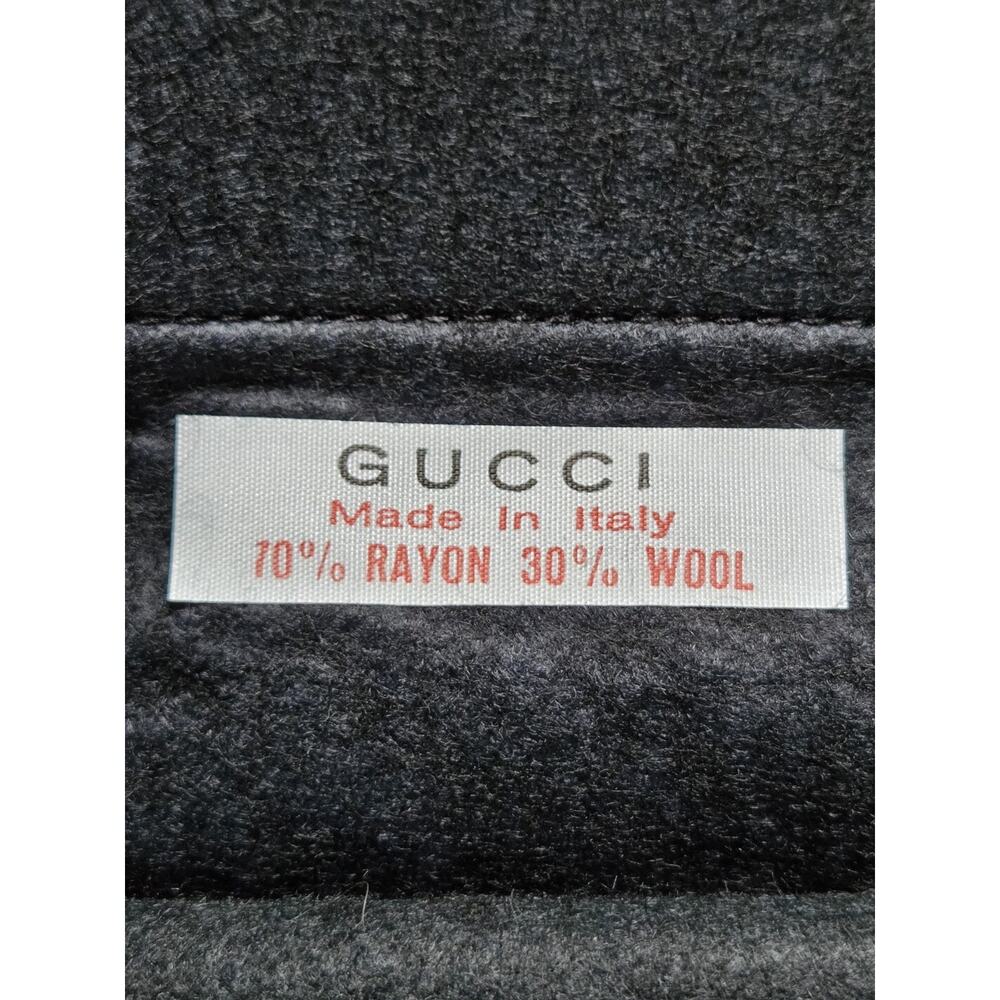 VTG Gucci Wool Felt Leather Trim Shopper Tote Bag Italy Crest Logo Collector - Picture 4 of 7